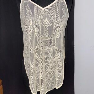 Phanuel Cream Lace Chemise with Floral Patterns